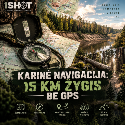 KARINĖ NAVIGACIJA: 15 KM ŽYGIS BE GPS